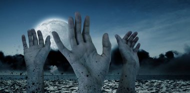 Dijital görüntü kırpılmış eller gece gökyüzüne karşı