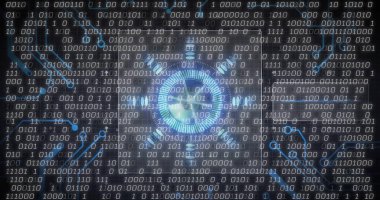 Dairesel merkez, radyal veri çubuklarıyla mavi ışık yayıyor. Teknoloji, siber güvenlik, dijital, geleceksel, veri, ağ, yenilik