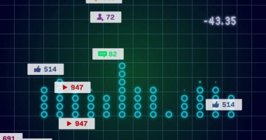 Ekranda veri grafiği gösteriliyor, parlayan cyan çemberleri, başparmaklar yukarı ve simgeler oynatılıyor, sayısal etiketler. Analizler, veriler, görselleştirme, gösterge paneli, dijital arayüz, teknoloji