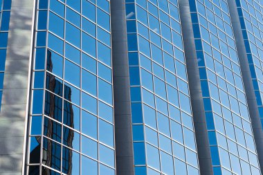 close-up of glass office building