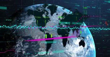 3 boyutlu dünyayı döndürmeye başlayın, çubukları süpürün, nabız ölçün ve pazar verilerini gösteren şamdanları yükseltin. Teknoloji, analitik, finans, veri görselleştirme, dijital, yenilik, hareket grafikleri