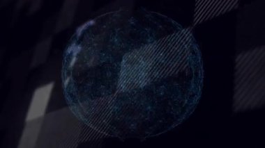 Uzayan, birleşen kıtalar ve düğüm kümelerine karşı küre, ağa dönüşüyor. Futuristik, teknoloji, coğrafya, ağ, dijital, soyut, yenilik