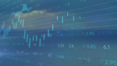 Günbatımında kayan şamdan tablosu açılıyor ve yükselen ölçümler eğilimi gösteriyor. Finans, analitik, görselleştirme, dijital, estetik, veri, teknoloji