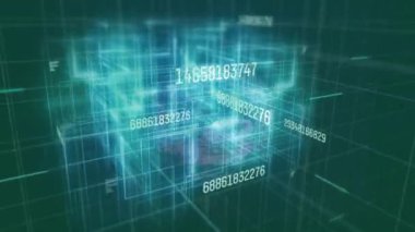 Sayısal kümeler kablolar üzerinde belirirken kamera panelleri de beyine yaklaşan şekilleri gösteriyor. Teknoloji, veri, dijital, soyut, yenilik, gelecekçilik, siber