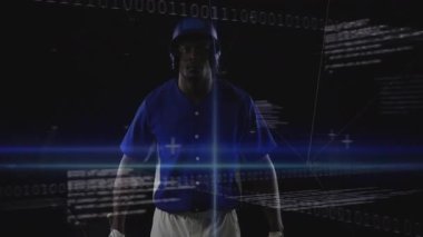 Beyzbol oyuncusu ortaya çıkan yarasayı kavrıyor. Salıncak pozisyonuna geçiyor. Veri şebekesinde kod akışlarıyla hazır duruyor. Futuristik, dijital, teknoloji, güven, spor, sanal, yenilik