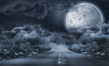 Ayın önündeki taşın arasındaki bir yolun manzarası.