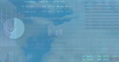 Sayısal gösterge paneli, pasta çizgisi çizelgeleri, indeks tablosu ve yüzdelik işaretleyicilerde gösteriliyor. Futuristik, teknoloji, analitik, görselleştirme, profesyonel, gösterişli, veri güdümlü