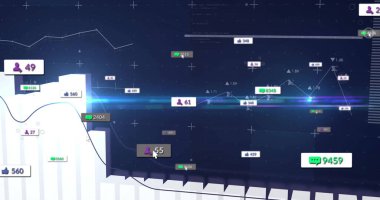 Gösterge panelinde siluet simgesini vurgulayan 3D çubuk grafiği ve çizgi grafiğiyle gezinen imleç simgesi. Analizler, veri görselleştirme, gösterge paneli, arayüz, dijital, bilgi grafikleri, teknoloji