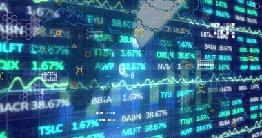 BBTA TYU saatlerini ve ticaret arayüzündeki yüzdeyi dalgalandıran dünya haritası şebekesi gösteriliyor. Global, teknoloji, analitik, finans, siber güvenlik, dijital, iş