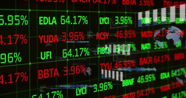 Borsa arayüzü, neon şebekesi, kalp sembolleri ve grafikleriyle ticaret ekranında gösteriliyor. Teknoloji, finans, veri, ağ, analitik, görselleştirme, yenilik