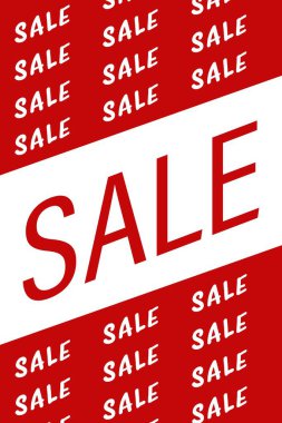 Düz tasarım grafiği, büyük boy kırmızı satıştan oluşan koyu kırmızı ve beyaz çapraz bantlara sahiptir. Cesur, enerjik, promosyon, pazarlama, reklam, modern