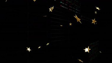 Grafik ızgarası etrafında dönerken ve gösterge panelini gösterirken altın yıldızlarla açılacak. Dijital, geleceksel, veri, analitik, görselleştirme, teknoloji, yenilik