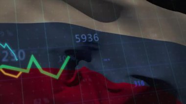 Finansal şebeke zayıfladıkça dalgalanan Rus bayrağı ve süzülen çizgiler görselleştirme eğilimlerini yükseltiyor. Vatanseverlik, veri görselleştirme, dijital, analitik, finans, hükümet, iş