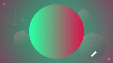 Yeşil-pembe gradyan açılıyor merkez çember şekil değiştiriyor hareket grafikleriyle nokta kümeleri oluşturuluyor. Soyut, hareketli, fütüristik, enerjik, dinamik, teknoloji, tasarım