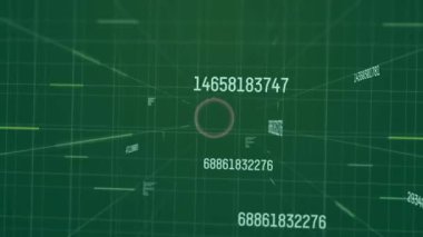 Yeşil şebekede açılıyor, kırmızı halka sayısal kimlik olarak yüzüyor güncelleniyor ve büyüyor, veri taranıyor. Dijital, geleceksel, soyut, teknoloji, veri, siber, sanal