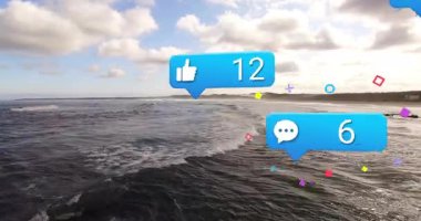 Hava kıyı şeridi açılışı sosyal kabarcıkların kaydığını, kaydığını ve ölçümleri güncellediğini gösteriyor. Peyzaj, doğa, sükunet, iletişim, dijital, modern, görsel