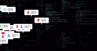 Kaydırma kodu simge kümesinin kaybolmasını, kümelenmesini ve güncellemesini başlatıyor. Sayıları görselleştiriyor. Dijital, veri, teknoloji, arayüz, analitik, görselleştirme, ağ