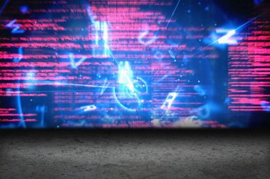 Çöl ortamında dijital olarak oluşturulan Parlak Veri Arayüzü