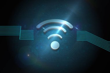 siyah arka plan üzerine parlak wifi simgesi
