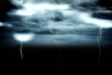 dijital olarak fırtınalı karanlık gökyüzü yıldırım cıvata ile oluşturulan