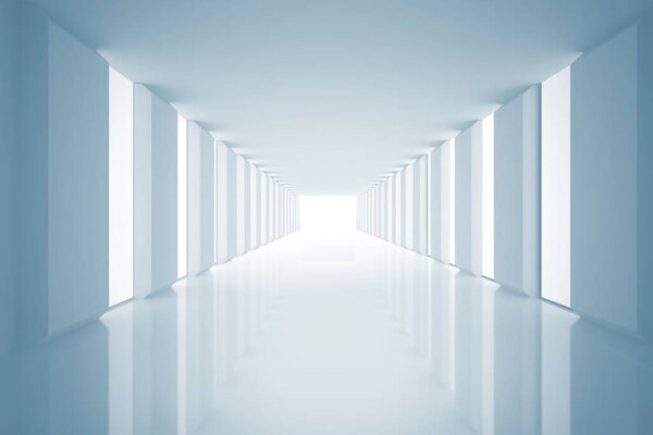 Зажгли белый современный коридор
