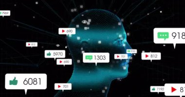 Titreşen veri düğümleri kablo başlarını döndürmeye, ikonları oluşturmaya ve bağlantı istatistiklerini güncellemeye başlıyorlar. Fütürist, dijital, nöral, teknoloji, ai, görselleştirme, analitik
