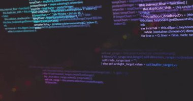 Kod parçacıkları açmak ve metin çerçevelerini kaydırmak turuncu-kırmızı fişek atarak dijital verileri görselleştirmek. Teknoloji, yenilik, siber güvenlik, dijital, modern, soyut, gelecekçilik