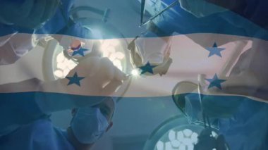 Sterilite cerrahi ekibinin biyopsi için örnek aldığını ve animasyon etiketleriyle dikiş attığını onaylıyorum. Tıbbi, takım çalışması, klinik, kesinlik, steril, sağlık, yenilik