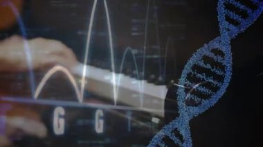 Kadın piyanist, müzik demosunda tuşlara basıyor. Genetik kodu gösteren dalga biçimini ve DNA sarmalını ortaya çıkarıyor. Müzik, nörobilim, yenilik, teknoloji, uyum, yaratıcılık, bilimsel