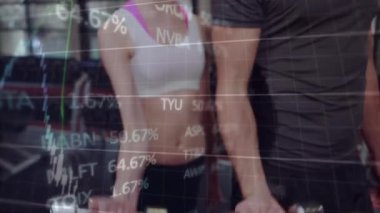 Formda kadın ve formda erkek dambıllar piyasa düşüşünü gösteren finansal şemayı başlatıyorlar. Fitness, power, jimnastik, motivasyon, ikili, sağlıklı, dinamik