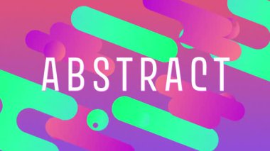 Değişken çubuklar ve küreler çapraz olarak turkuaz fon üzerinde kayarak ABSTRACT metnini ortaya çıkarıyor. Soyut, animasyon, hareket, dijital, canlı, geometrik, dinamik