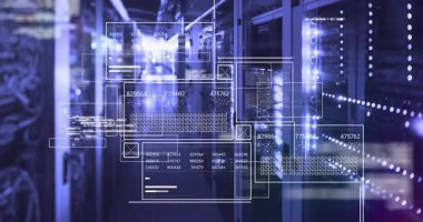 Askılık aktivitesi tespit edildiğinde, UI panelleri koridorda gerçek zamanlı sunucu verilerini görselleştiriyor. Teknoloji, siber güvenlik, analitik, yenilik, dijital, geleceksel, veri