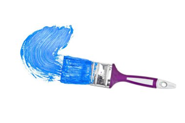 Brush with blue color over white background
