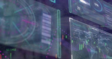 Kullanıcı arayüzünde şamdan çizelgesi ve ilerleme göstergesi gösterilen panel gösteriliyor. Dijital, analitik, fütüristik, gösterge paneli, veri, arayüz, görselleştirme