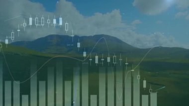 Vadi başlangıç çizelgesi açılıyor çubuklar, çubuklar, çizgi aşağı kayıyor pazar döngüsünü gösteriyor. Finans, teknoloji, dijital, analiz, büyüme, ekonomi, yenilik