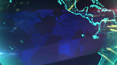 Tanıtım animasyonundan sonra stüdyoda dönen dijital küre noktalı kıtaları ve altın ışınları ortaya çıkarıyor. Coğrafya, yenilik, teknoloji, veri görselleştirme, bağlantı, yüksek teknoloji, küresel ağ