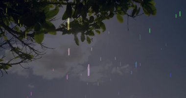 Sürüklenen yıldız grafikleri silueti ortaya çıkarırken çift üstü açık arabada romantik bir şekilde öpüşüyor. Romantik, siluet, gece manzarası, gökyüzü, şefkat, açık hava, rüya gibi.