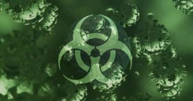 Kamera duraklaması viral kümenin dönmesine neden oluyor. Küresel örtüşme açığa çıkıyor ve biyolojik tehlike uyarısı veriyor. Mikroorganizmalar, patojen, enfeksiyon, bilim, teknoloji, moleküler, araştırma