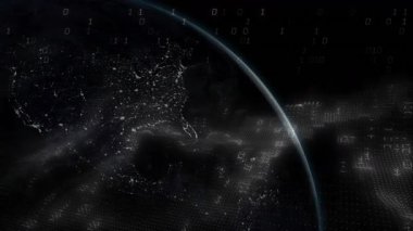 Karanlık Dünya görüşü dönen dünyayı kaplamaya başlıyor dönen sis küresel ikili ağı görselleştiriyor. Teknoloji, yenilik, veri, siber alan, bağlantı, dijital, gelecekçi