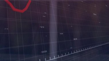 Ortaya çıkan kırmızı çizgi grafiği sallanıyor sonra da şebekede finansal görselleştirmeyi reddetmeden önce dalgalanıyor. Dijital, analitik, animasyon, finans, teknoloji, iş, veri