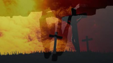 İnanç sahnesinde kızgın günbatımının altında kayalık kıyılarda haç çıkarmadan önce yürüyen ve öpüşen çift. Romantik, ruhani, karamsar, dramatik, sakin, düşünceli, ilahi