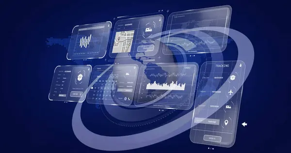 An AI interface displaying graphs, charts, and maps indicating travel trends and sustainability data