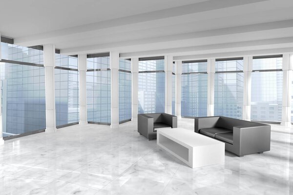 Современный номер с видом на город
