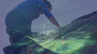 Teknoloji, titreşen kılavuz dağcı tarama rotası ve daha güvenli bir ilerleme için yükselen yamaç üzerinde yer alır. Macera, keşif, dijital, yenilik, dayanıklılık, dayanıklılık, açık hava