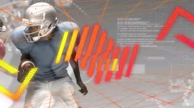 Şebeke zemininde kayan grafikler, savunma oyuncusunu spor analizlerinin altında şarj etmeye teşvik ediyor. Atletik, rekabetçi, gelecekçi, adrenalin, strateji, hareket, performans