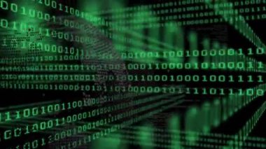 Yeşil çift haneli rakamların başlangıç ızgarasında çapraz olarak yükselen ve katmanlı veri tüneline dökülen. Siber güvenlik, dijital, soyut, geleceksel, veri, teknoloji, sanal