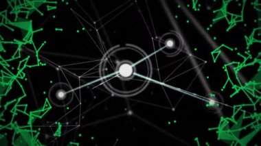 Beyaz düğüm görünüm merkezi başlangıç ağı, yeşil parçaları birbirine bağlayan ortaya çıkan çizgiler sürükleniyor. Teknoloji, yenilik, bağlantı, soyut, fütüristik, dijital, ağ