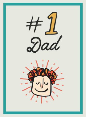 Bej arka planda baş simgesi olan bir babanın resmi. Babalar Günü ve iletişim konsepti dijital olarak oluşturuldu..