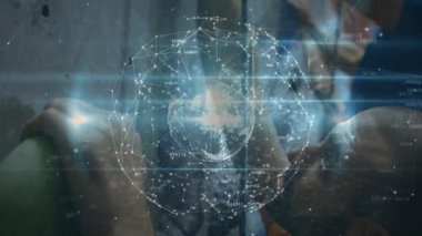 Üç takım arkadaşı bir araya gelerek ağ oluşturuyorlar ve birleştiriyorlar. Teknoloji bağı gösteriyorlar. İşbirliği, yenilik, dijital, geleceksel, takım çalışması, bağlantı, iletişim