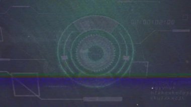 Arıza görünürken dairesel HUD 'yi ve durum gösteren halkaları gösteren ekran başlatılıyor. Teknoloji, kullanıcı arayüzü, fütüristik, dijital, animasyon, veri görselleştirme, hareket grafikleri